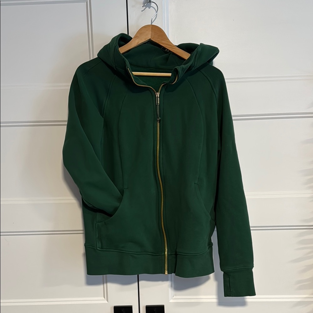 Lululemon Everglade green/gold Scuba Full zip Hoodie
